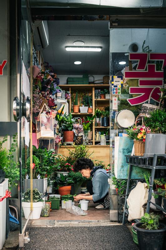 Petite boutique de fleurs tenue par une coréenne à Séoul Boutique de fleurs à Séoul